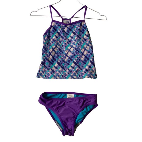 Speedo Swim Speedo Girl Size Purple Teal Tankini 2 Piece Swimsuit